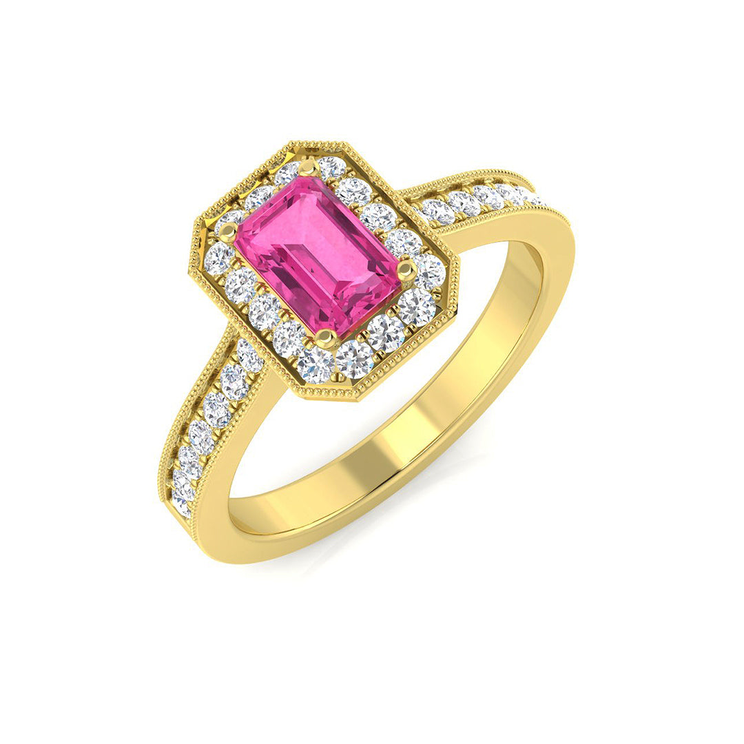 Diamond Livibgktob Pink Sapphire Ring in 10K/14K gold and platinum with certified lab-grown or natural diamonds