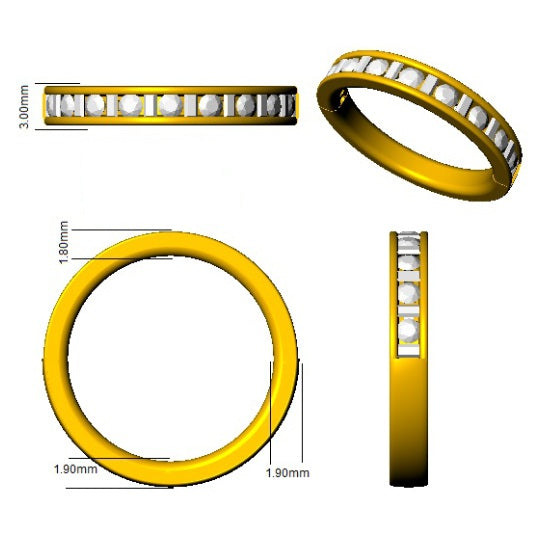 Baguette & Round Cut Half Eternity Ring in 10K/14K gold and platinum with certified lab-grown or natural diamonds