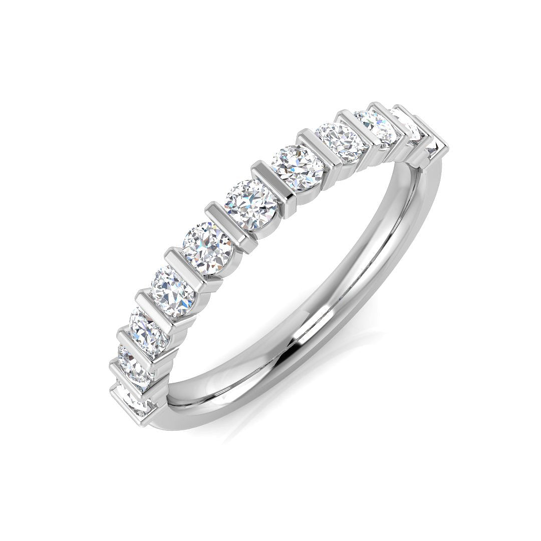 Diamond Half Eternity Ring in 10K/14K gold and platinum with certified lab-grown or natural diamonds
