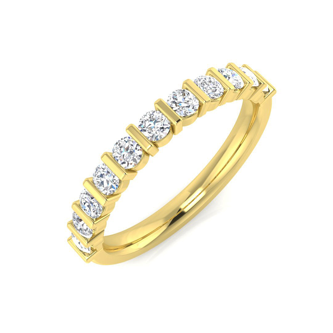 Diamond Half Eternity Ring in 10K/14K gold and platinum with certified lab-grown or natural diamonds