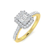 Diamond Feltham Baguette & Brilliant Ring in 10K/14K gold and platinum with certified lab-grown or natural diamonds
