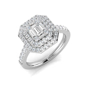 Lab Grown Baguette & Round Cut DIamond Engagement Ring in 10K/14K gold and platinum with certified lab-grown or natural diamonds