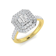 Lab Grown Baguette & Round Cut DIamond Engagement Ring in 10K/14K gold and platinum with certified lab-grown or natural diamonds