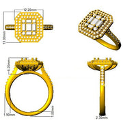 Lab Grown Baguette & Round Cut DIamond Engagement Ring in 10K/14K gold and platinum with certified lab-grown or natural diamonds