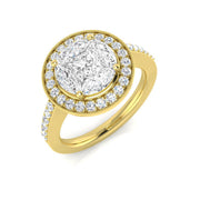Luxury Princess Cut Diamond Halo Cluster Ring 1.5ct Milgrain in 10K/14K gold and platinum with certified lab-grown or natural diamonds