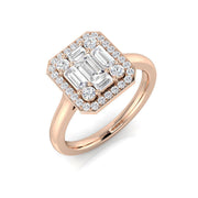Diamond Bedford Baguette & Brilliant Ring in 10K/14K gold and platinum with certified lab-grown or natural diamonds