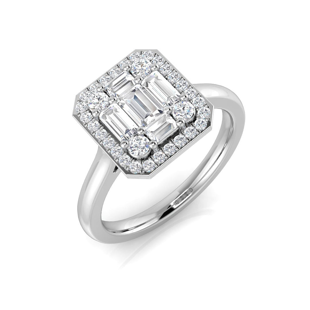 Diamond Bedford Baguette & Brilliant Ring in 10K/14K gold and platinum with certified lab-grown or natural diamonds