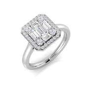 Diamond Bedford Baguette & Brilliant Ring in 10K/14K gold and platinum with certified lab-grown or natural diamonds