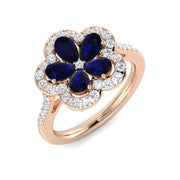 Diamond Chelkea Blue Sapphire Ring in 10K/14K gold and platinum with certified lab-grown or natural diamonds