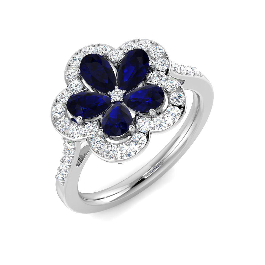 Diamond Chelkea Blue Sapphire Ring in 10K/14K gold and platinum with certified lab-grown or natural diamonds
