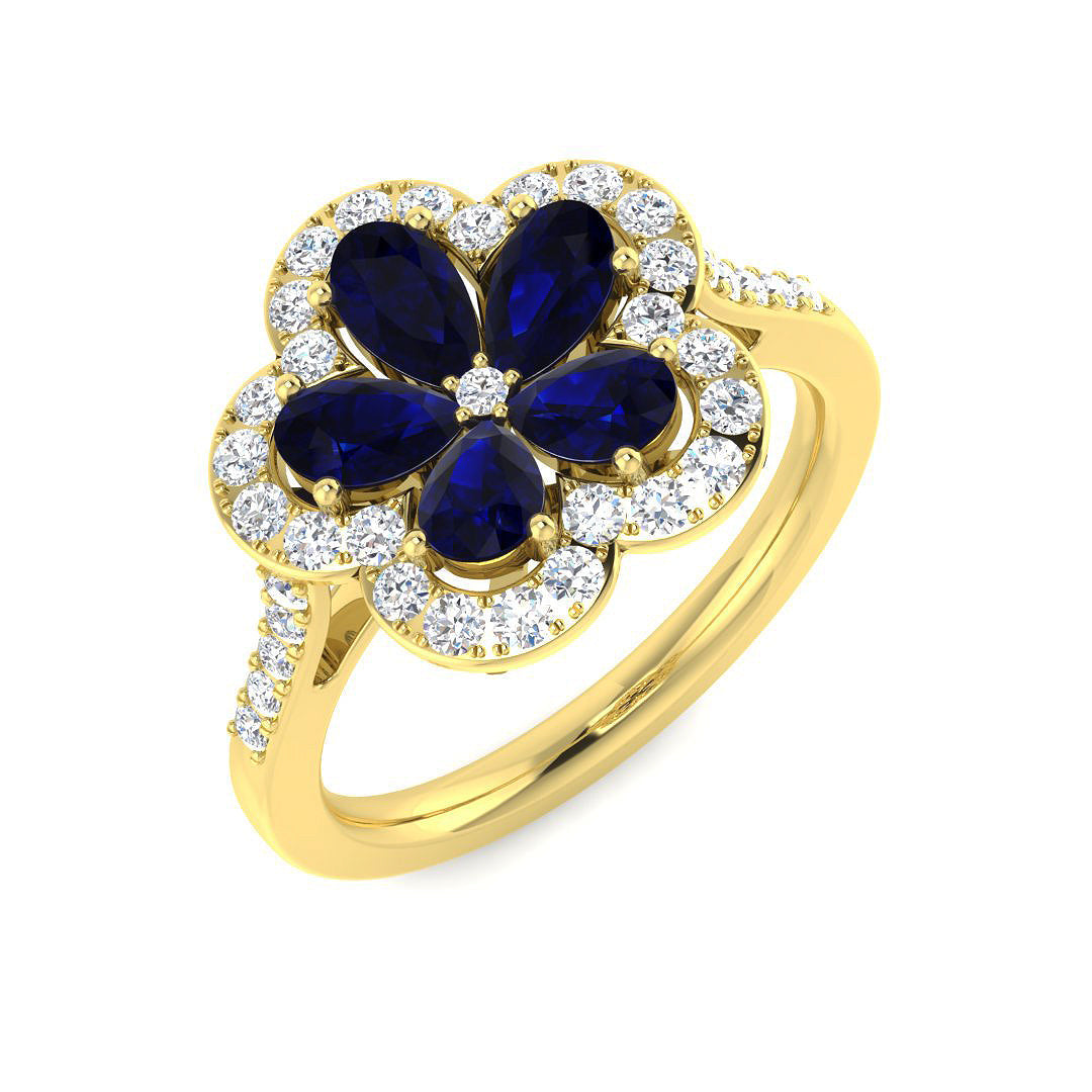 Diamond Chelkea Blue Sapphire Ring in 10K/14K gold and platinum with certified lab-grown or natural diamonds