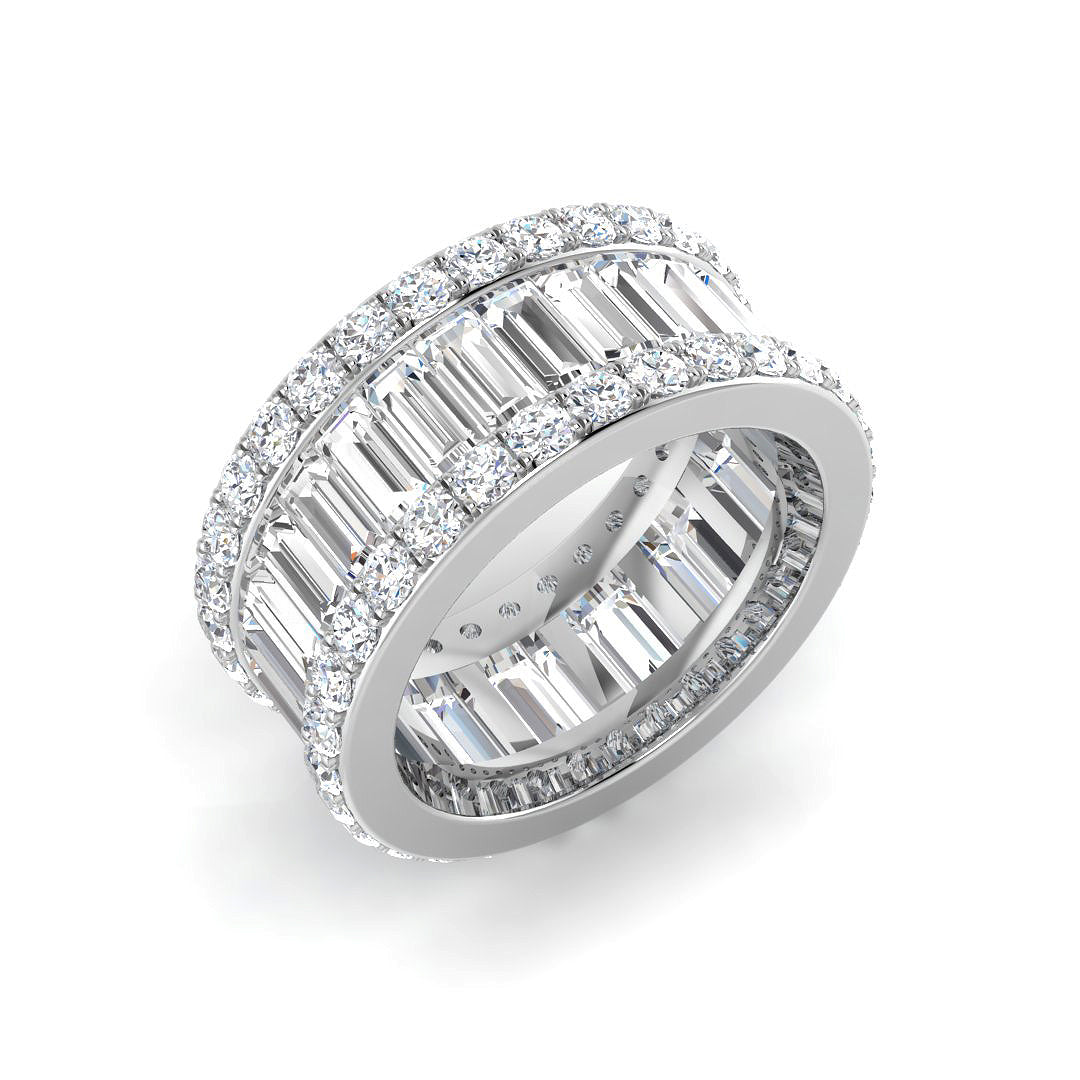 Diamond Baguette & Brilliant Ring in 10K/14K gold and platinum with certified lab-grown or natural diamonds