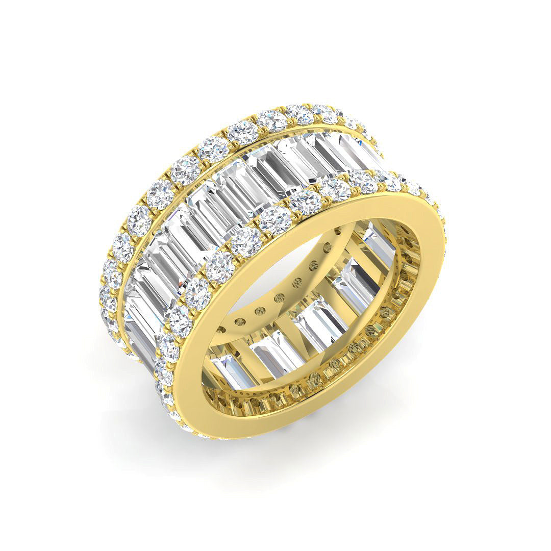 Diamond Baguette & Brilliant Ring in 10K/14K gold and platinum with certified lab-grown or natural diamonds