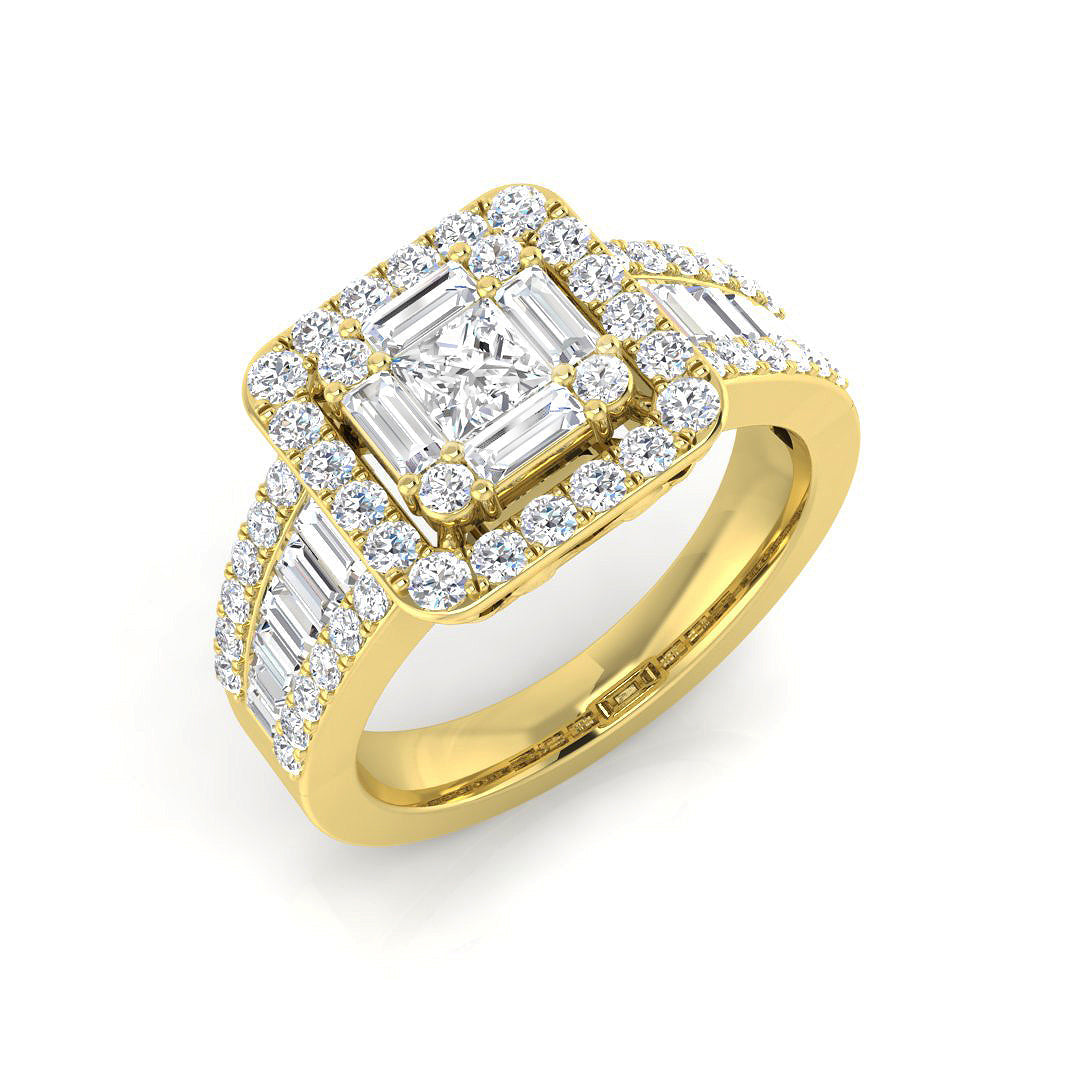 Diamond Margate Baguette & Brilliant Ring in 10K/14K gold and platinum with certified lab-grown or natural diamonds