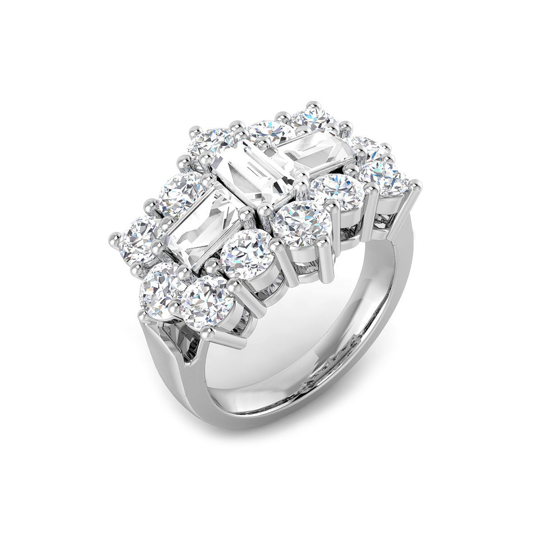 Diamond Waltob Baguette & Brilliant Ring in 10K/14K gold and platinum with certified lab-grown or natural diamonds