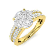 Princess & Marquise Diamond Cluster Engagement Ring in 10K/14K gold and platinum with certified lab-grown or natural diamonds