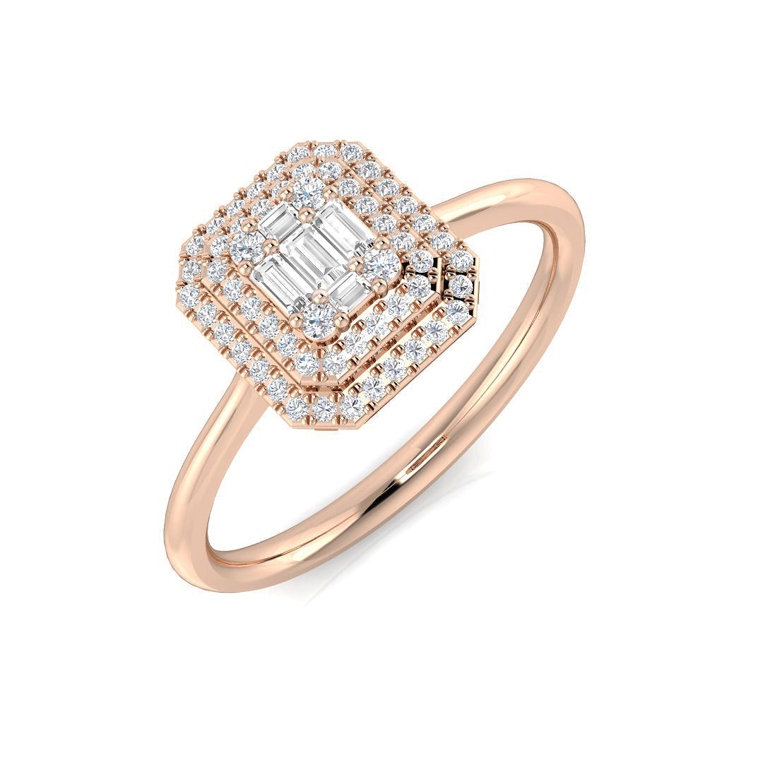 Diamond Akhford Baguette & Brilliant Ring in 10K/14K gold and platinum with certified lab-grown or natural diamonds