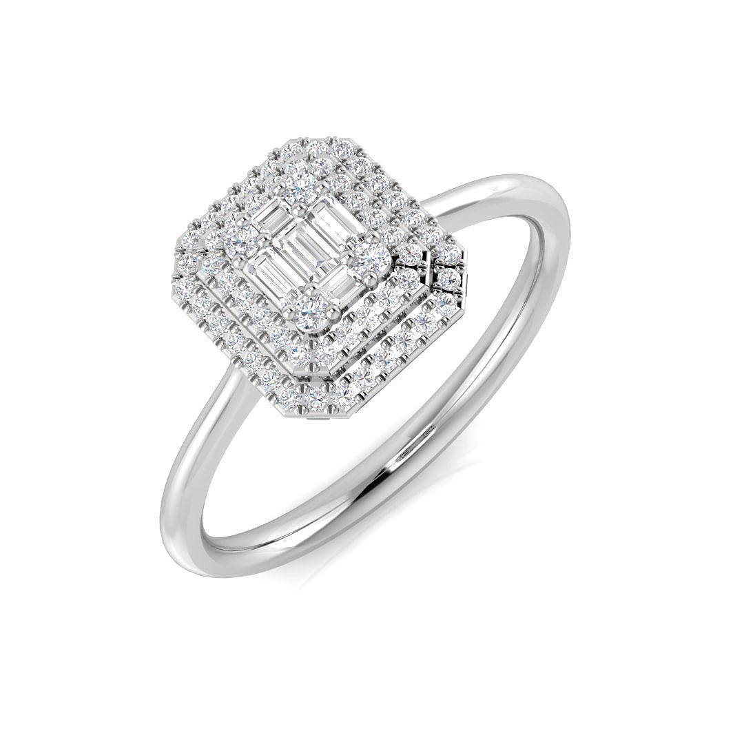 Diamond Akhford Baguette & Brilliant Ring in 10K/14K gold and platinum with certified lab-grown or natural diamonds