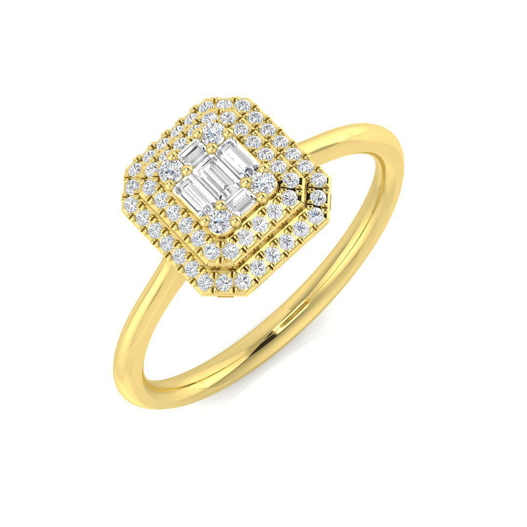 Diamond Akhford Baguette & Brilliant Ring in 10K/14K gold and platinum with certified lab-grown or natural diamonds