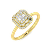 Diamond Akhford Baguette & Brilliant Ring in 10K/14K gold and platinum with certified lab-grown or natural diamonds