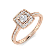 Square Halo Diamond Engagement Ring 0.20ct in 10K/14K gold and platinum with certified lab-grown or natural diamonds