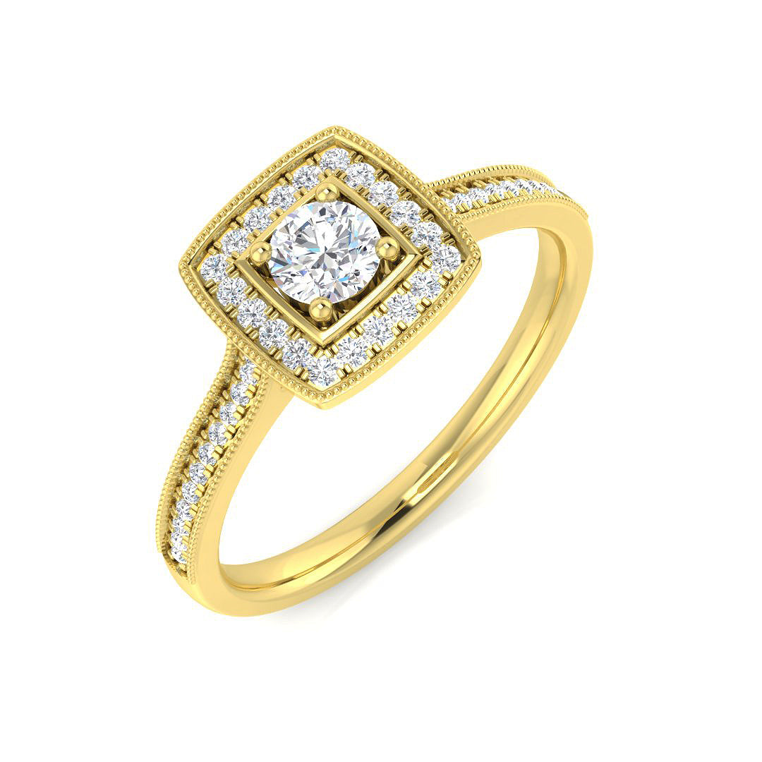 Square Halo Diamond Engagement Ring 0.20ct in 10K/14K gold and platinum with certified lab-grown or natural diamonds