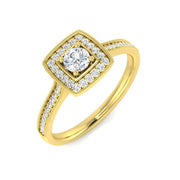 Square Halo Diamond Engagement Ring 0.20ct in 10K/14K gold and platinum with certified lab-grown or natural diamonds