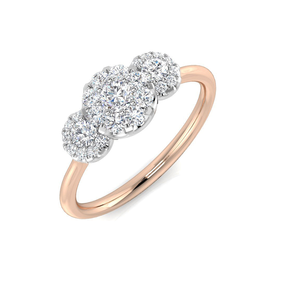 Diamond bewcaktle 3 Stone Ring in 10K/14K gold and platinum with certified lab-grown or natural diamonds