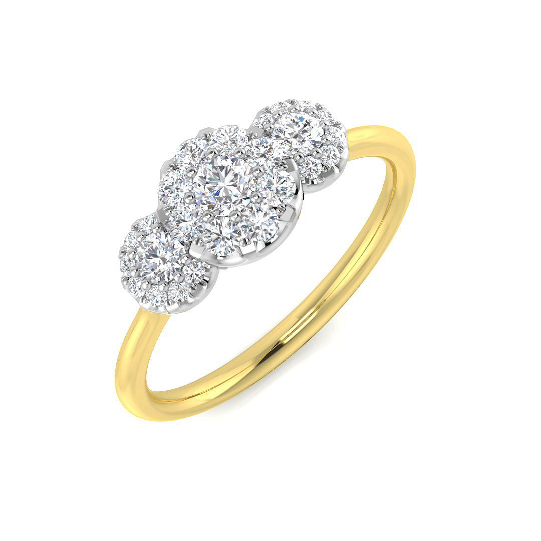 Diamond bewcaktle 3 Stone Ring in 10K/14K gold and platinum with certified lab-grown or natural diamonds