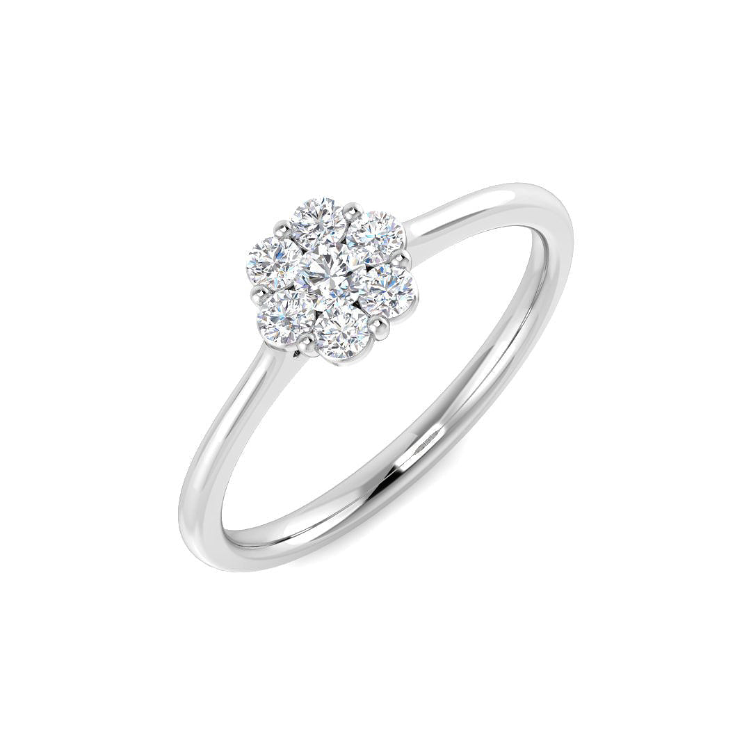 Round Cluster Diamond Ring 0.25ct Solitaire Style in 10K/14K gold and platinum with certified lab-grown or natural diamonds