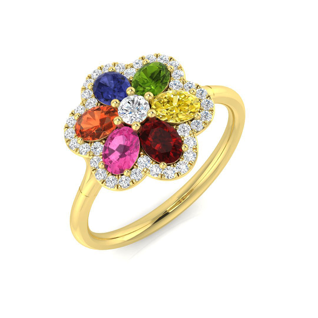 Diamond Divibe Multi Sapphire Ring in 10K/14K gold and platinum with certified lab-grown or natural diamonds