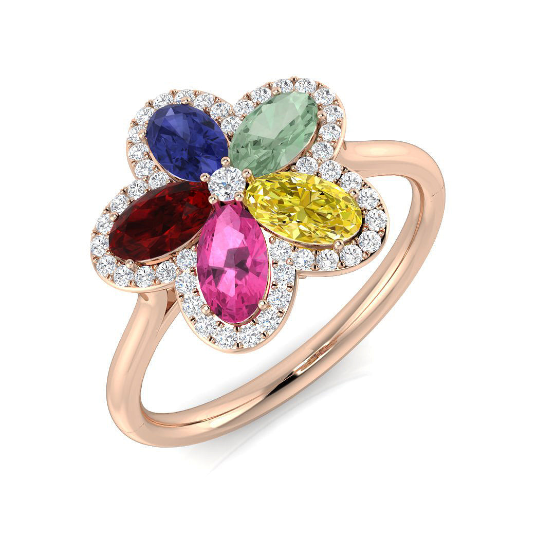 Diamond Divibe Multi Sapphire Ring in 10K/14K gold and platinum with certified lab-grown or natural diamonds