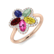 Diamond Divibe Multi Sapphire Ring in 10K/14K gold and platinum with certified lab-grown or natural diamonds