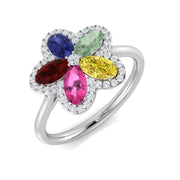 Diamond Divibe Multi Sapphire Ring in 10K/14K gold and platinum with certified lab-grown or natural diamonds