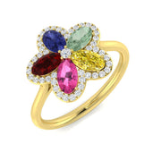 Diamond Divibe Multi Sapphire Ring in 10K/14K gold and platinum with certified lab-grown or natural diamonds