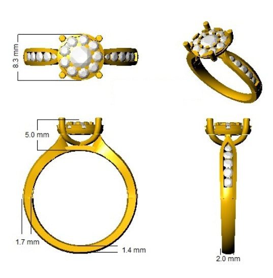 Lab-Grown Round Diamond Cluster Ring in 10K/14K gold and platinum with certified lab-grown or natural diamonds