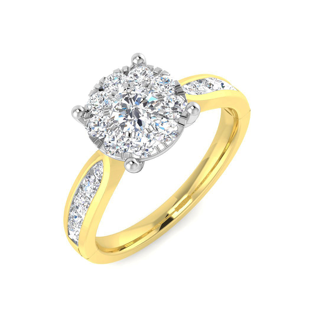Lab-Grown Round Diamond Cluster Ring in 10K/14K gold and platinum with certified lab-grown or natural diamonds