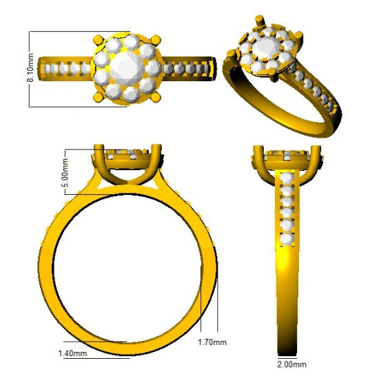 Diamond Cheltenham Cluster Ring in 10K/14K gold and platinum with certified lab-grown or natural diamonds