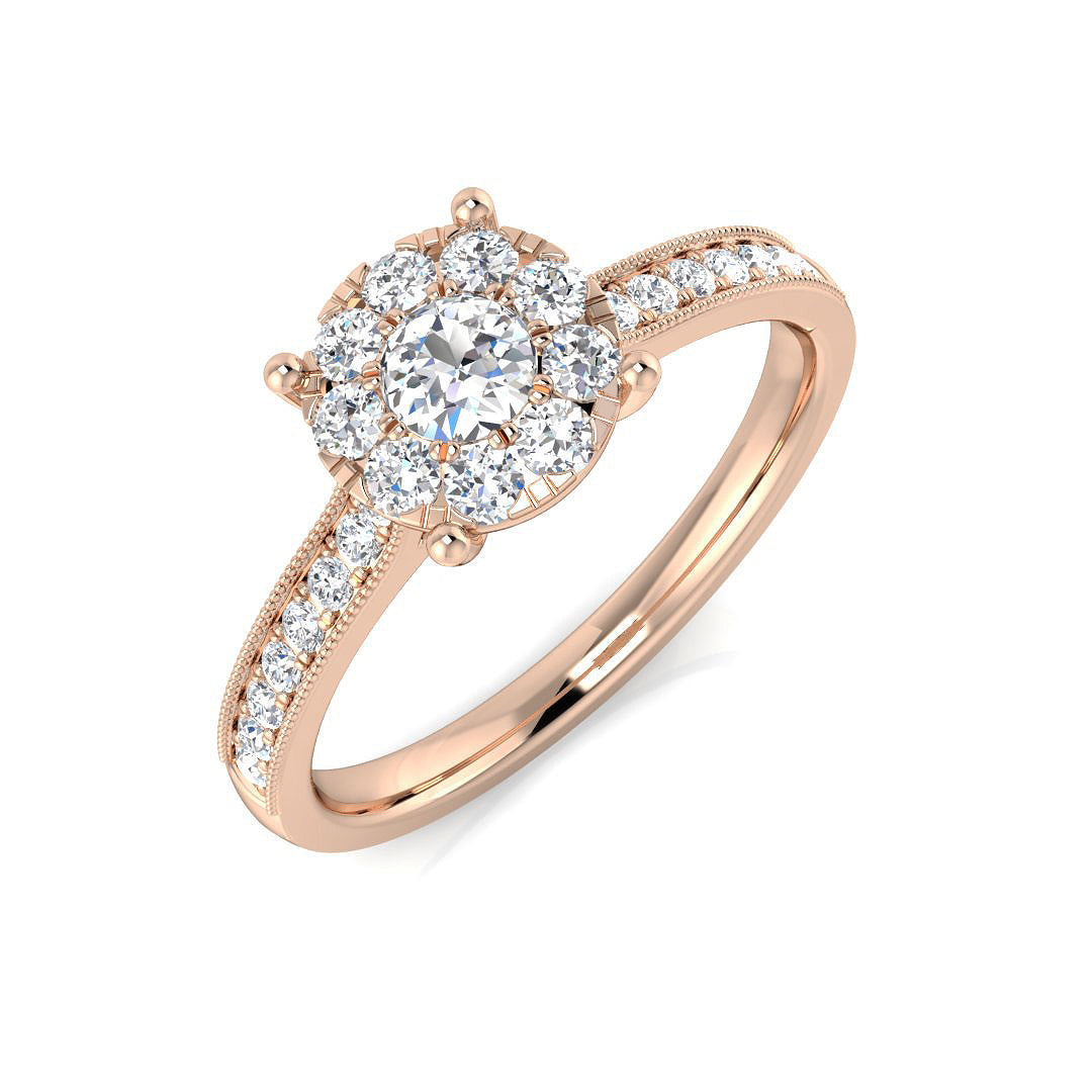 Diamond Cheltenham Cluster Ring in 10K/14K gold and platinum with certified lab-grown or natural diamonds