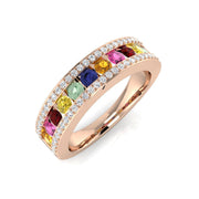 Diamond Belgravia Multi Sapphire Ring in 10K/14K gold and platinum with certified lab-grown or natural diamonds