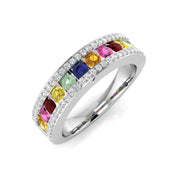Diamond Belgravia Multi Sapphire Ring in 10K/14K gold and platinum with certified lab-grown or natural diamonds