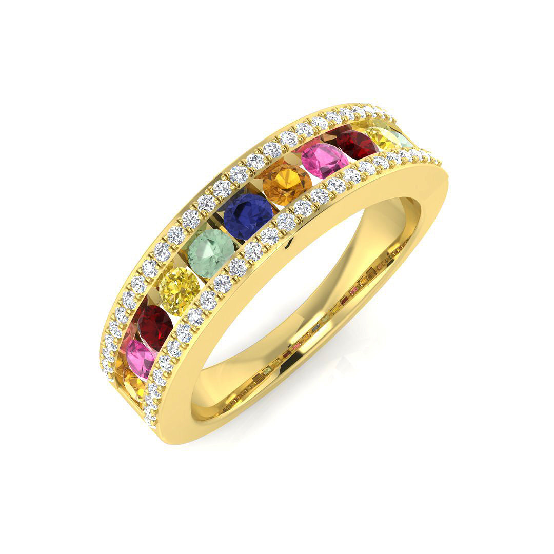 Diamond Belgravia Multi Sapphire Ring in 10K/14K gold and platinum with certified lab-grown or natural diamonds