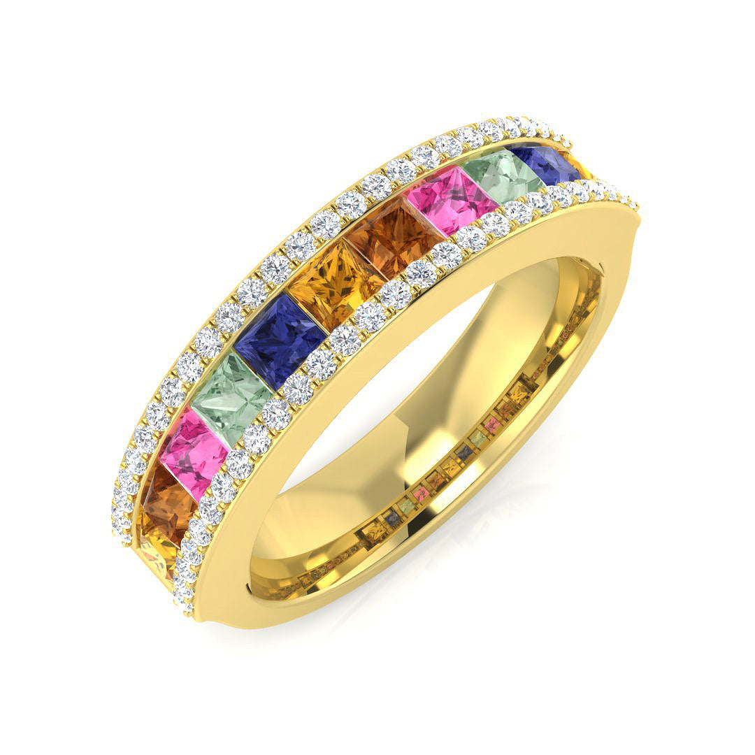 Diamond Whitby Multi Sapphire Ring in 10K/14K gold and platinum with certified lab-grown or natural diamonds