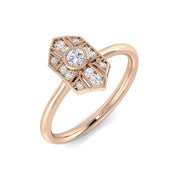 Art Deco Hexagon Diamond Cluster Ring 0.15ct in 10K/14K gold and platinum with certified lab-grown or natural diamonds