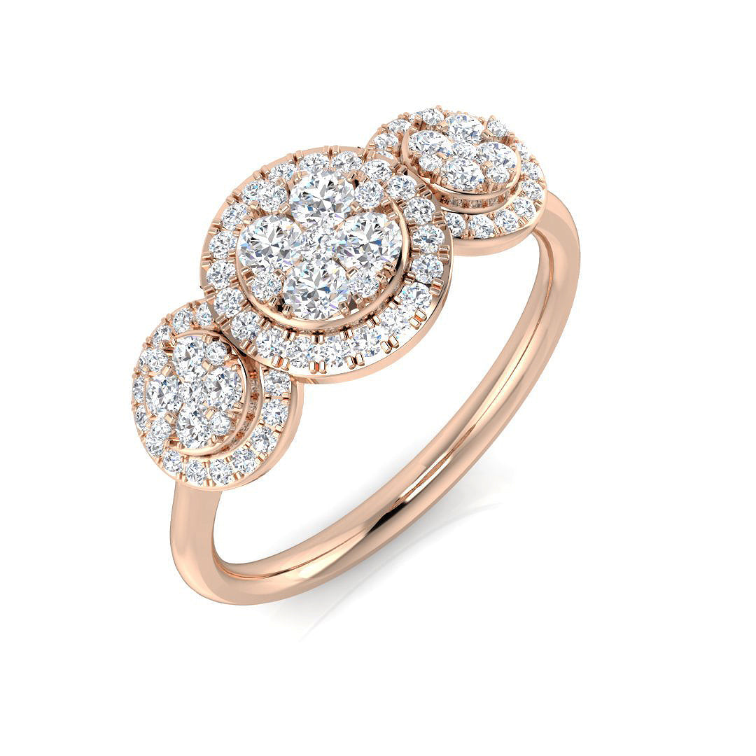 Diamond Bedford 3 Stone Ring in 10K/14K gold and platinum with certified lab-grown or natural diamonds