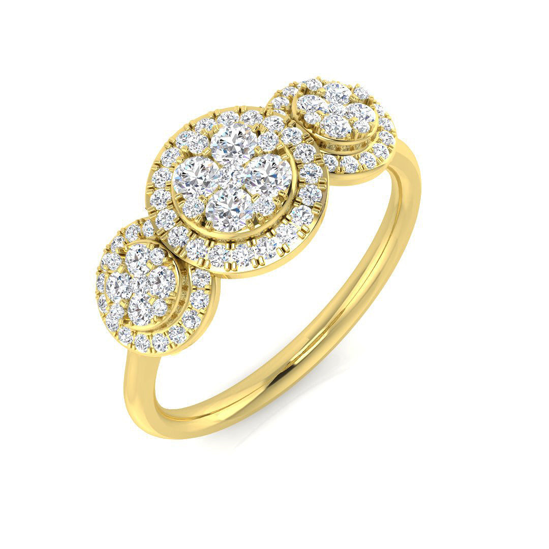 Diamond Bedford 3 Stone Ring in 10K/14K gold and platinum with certified lab-grown or natural diamonds