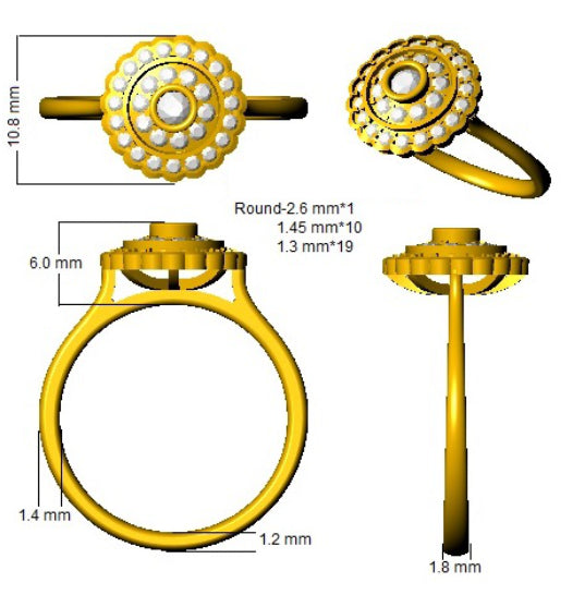 Diamond Balmoral Cluster Ring in 10K/14K gold and platinum with certified lab-grown or natural diamonds