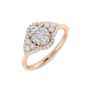 Round Cluster Halo Ring 0.5ct in 10K/14K gold and platinum with certified lab-grown or natural diamonds