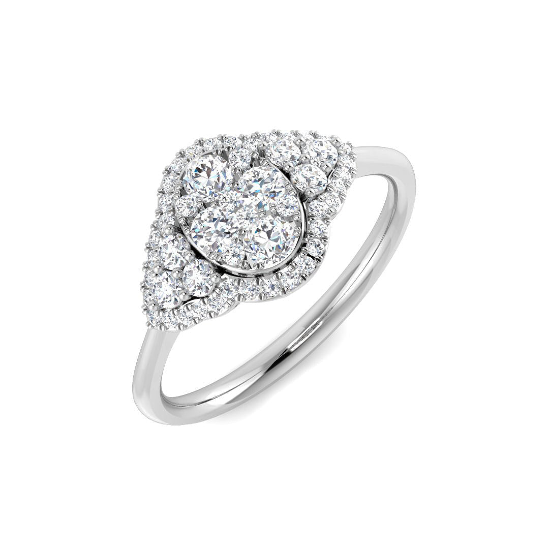 Round Cluster Halo Ring 0.5ct in 10K/14K gold and platinum with certified lab-grown or natural diamonds