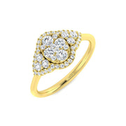 Round Cluster Halo Ring 0.5ct in 10K/14K gold and platinum with certified lab-grown or natural diamonds